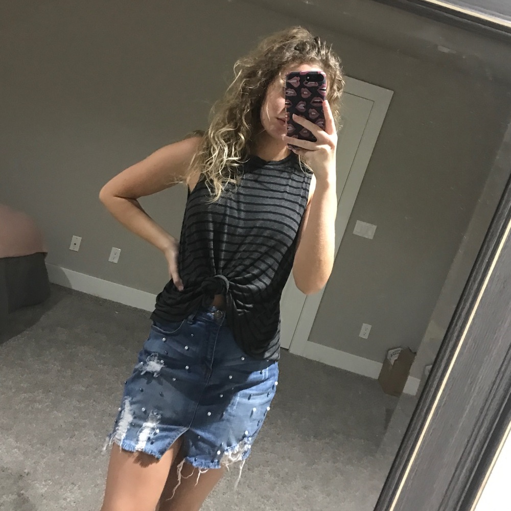 Grey and black stripe shirt